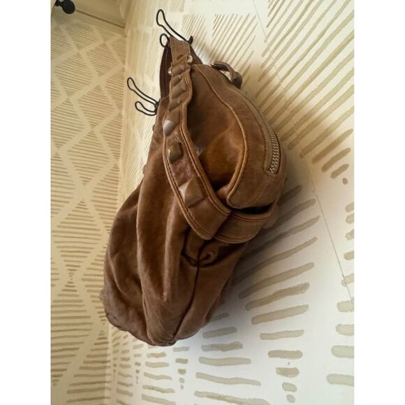 Junior Drake Studded Brown Soft Distressed Leather Boho Handbag Purse - Picture 3 of 10